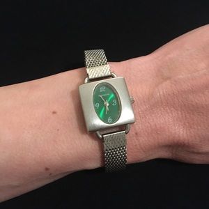 Rumours Vintage Green Face Silver Tone Wrist Watch